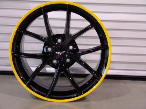 yellow corvette c6 black or chrome wheels