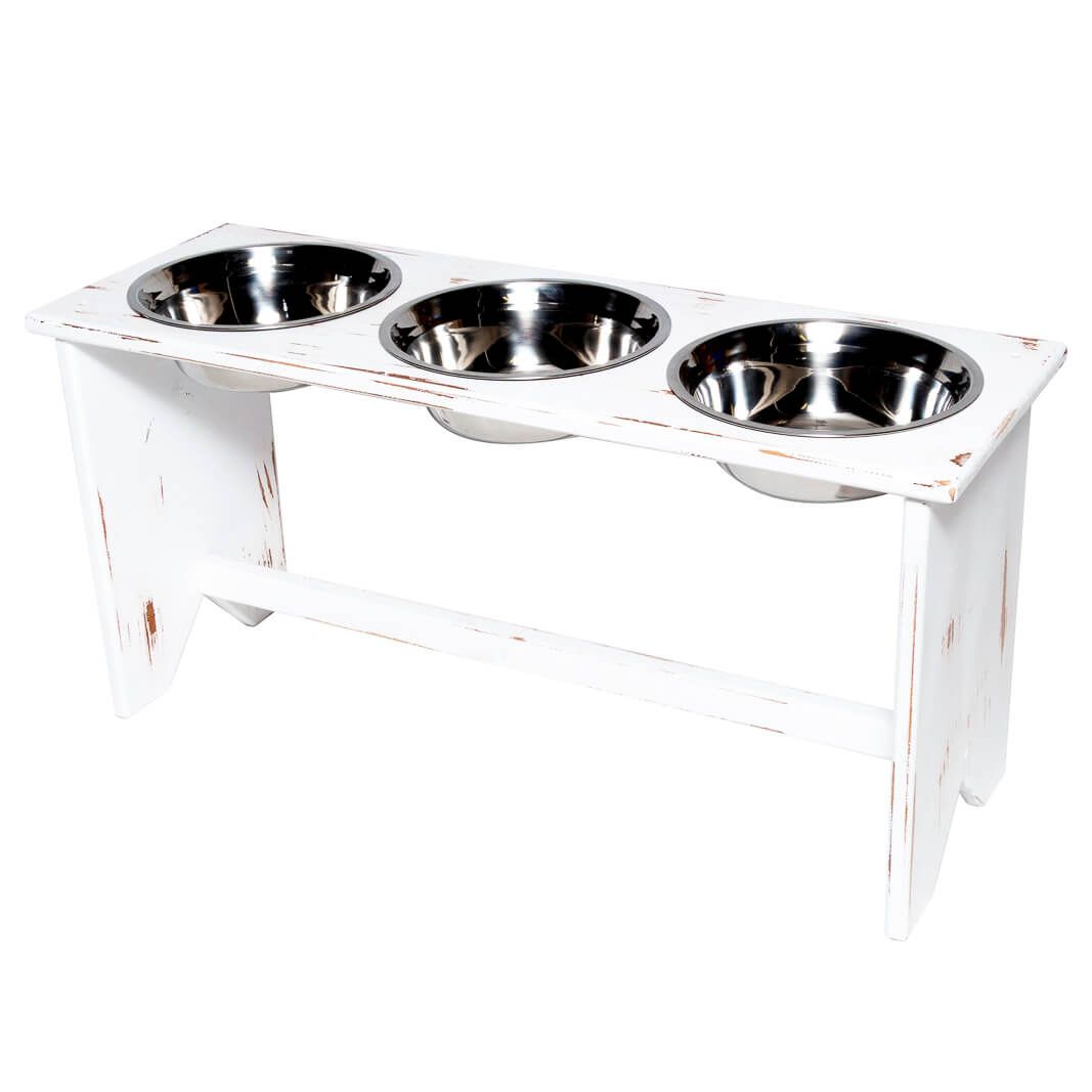 Elevated Dog Bowl Stand Wooden 3 Bowls Same Size Bowls 350