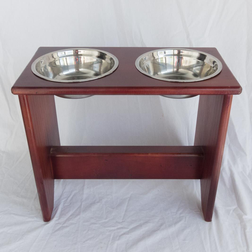 Elevated Dog Bowl Stand Wooden 2 Bowls 300 mm/12" Tall Raised