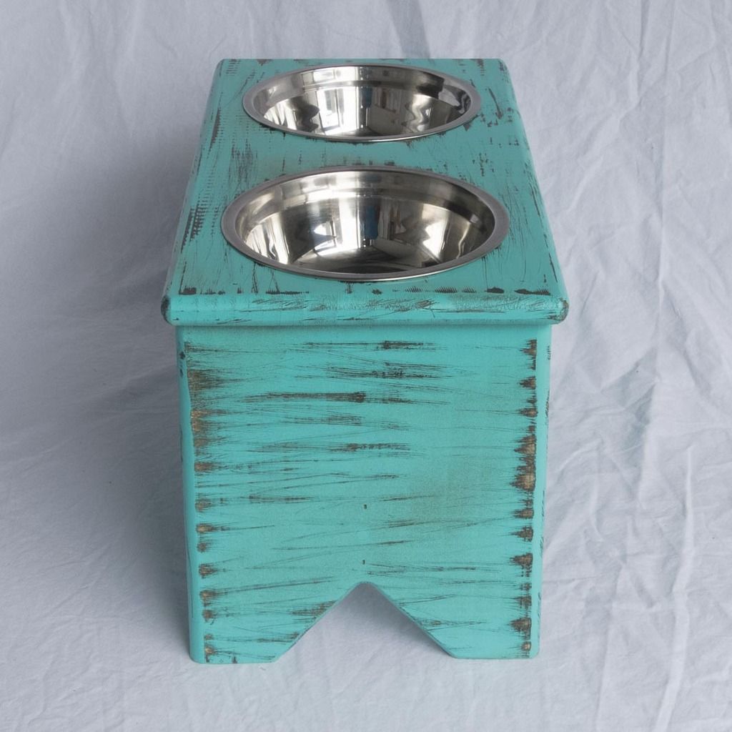 Elevated Dog Bowl Stand Wooden 2 Bowls 250 mm/10" Tall Raised