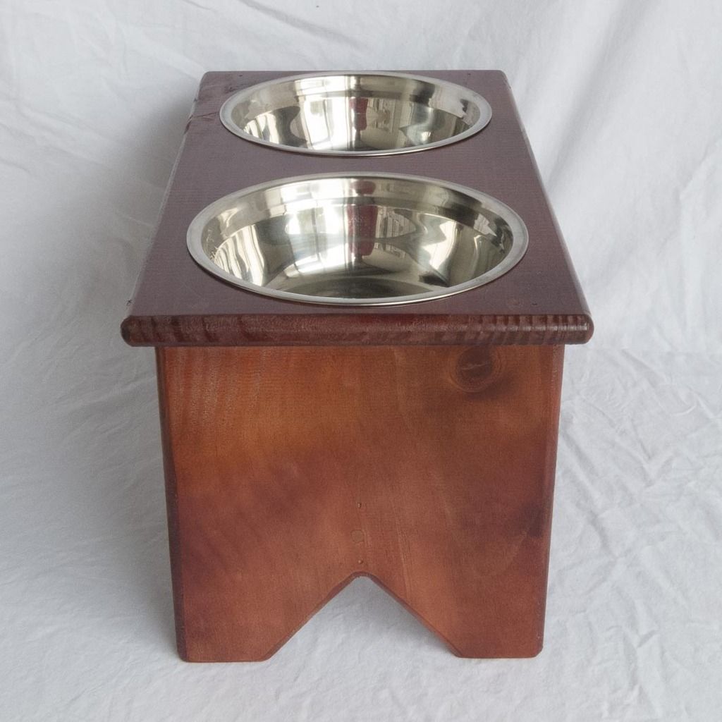Elevated Dog Bowl Stand Wooden 2 Bowls 250 mm/10" Tall Raised