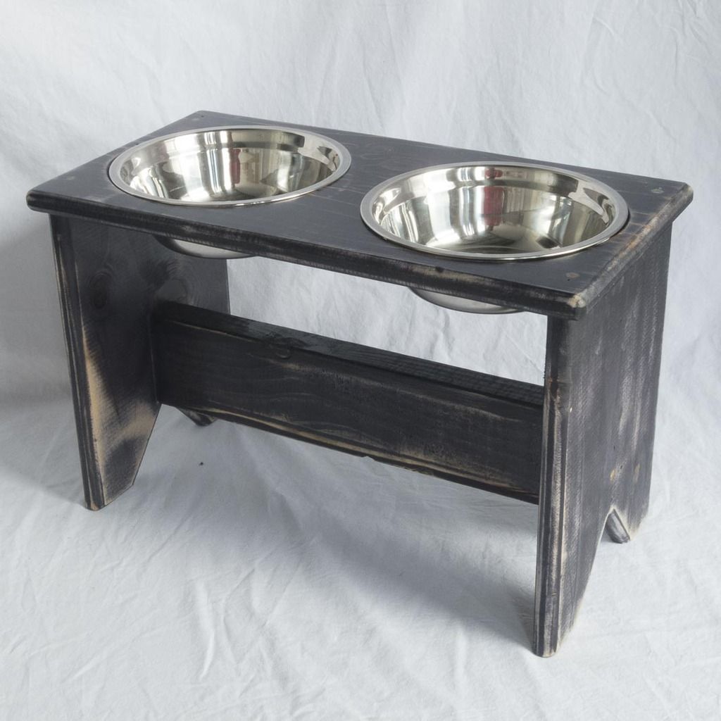 Elevated Dog Bowl Stand Wooden 2 Bowls 250 mm/10" Tall Raised