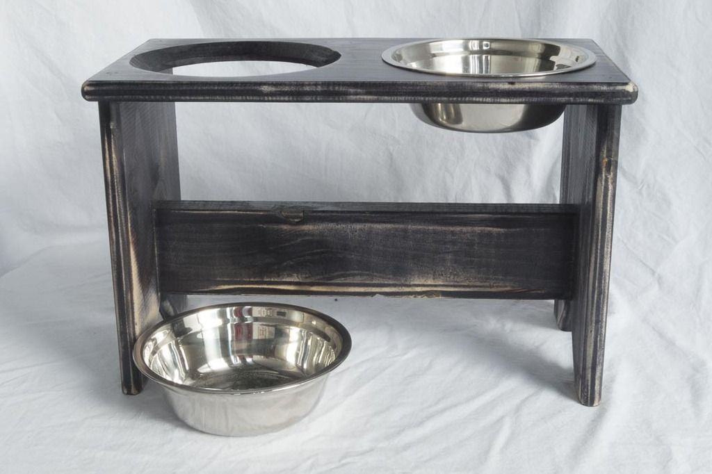 Elevated Dog Bowl Stand Wooden 2 Bowls 250 mm/10" Tall Raised