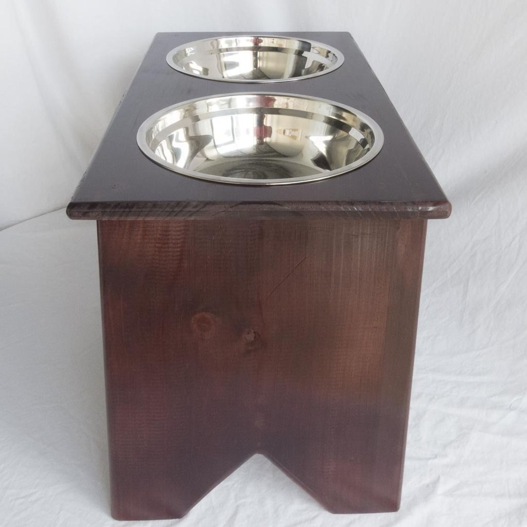 Elevated Dog Bowl Stand Wooden 2 Bowls 250 mm/10" Tall Raised