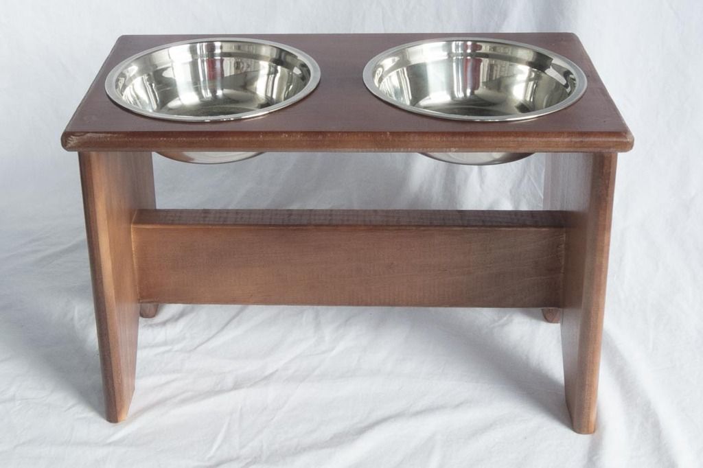 Elevated Dog Bowl Stand Wooden 2 Bowls 250 mm/10" Tall Raised