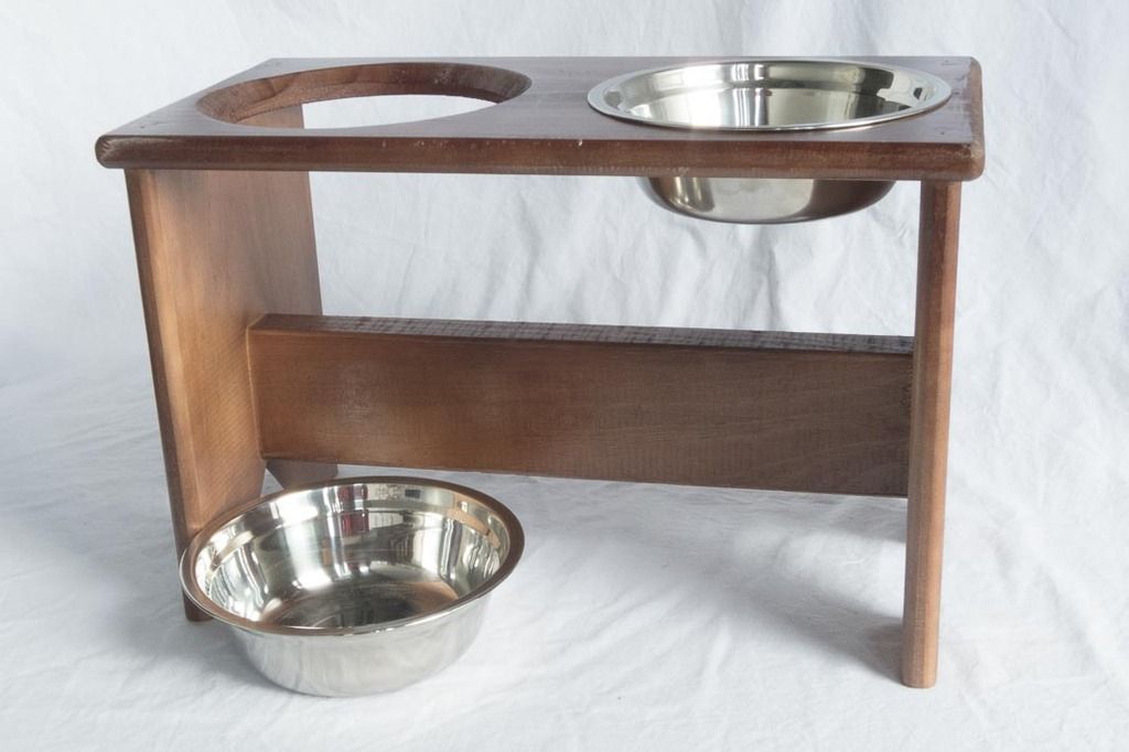 Elevated Dog Bowl Stand Wooden 2 Bowls 250 mm/10" Tall Raised