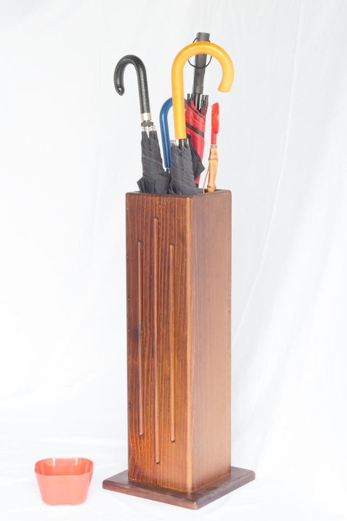 Wooden Umbrella Stand And Walking Cane Holder Vertical Grooves Ebay