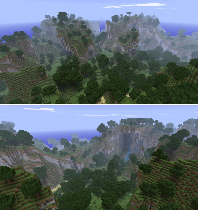 minecraft waterfall mountain seed