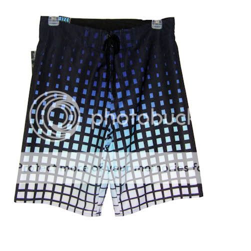 Young Mens Black Blue White Surf Board Shorts by Burnside 32 Waist NWT 